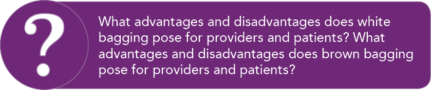 What advantages and disadvantages does white bagging pose for providers and patients  What advantages and disadvantag   